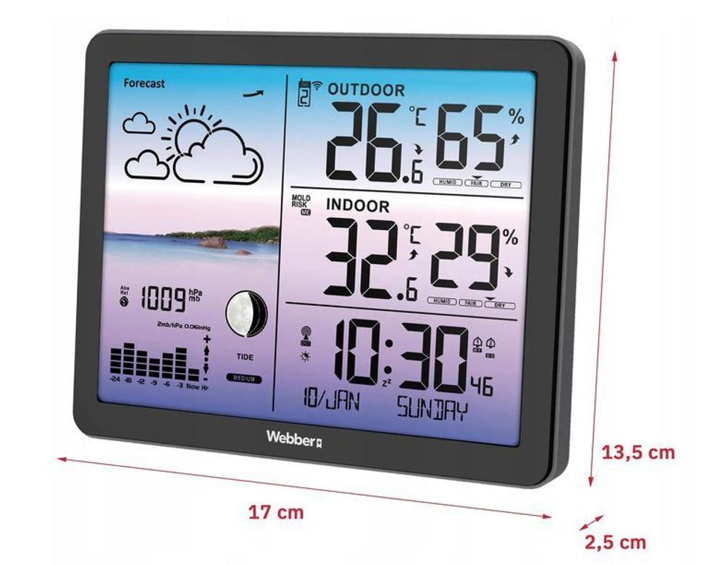 Stacja Meteorologiczna Webber Ws305C – Czujnik Bezprzewodowy, Barometr, Dcf,