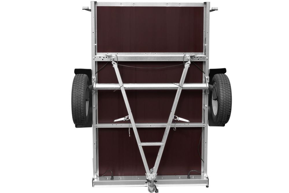 Garden Trailer 201 KIPP 200x125 tarpaulin trailer with mesh side extension, blue tarpaulin, high frame and jockey wheel