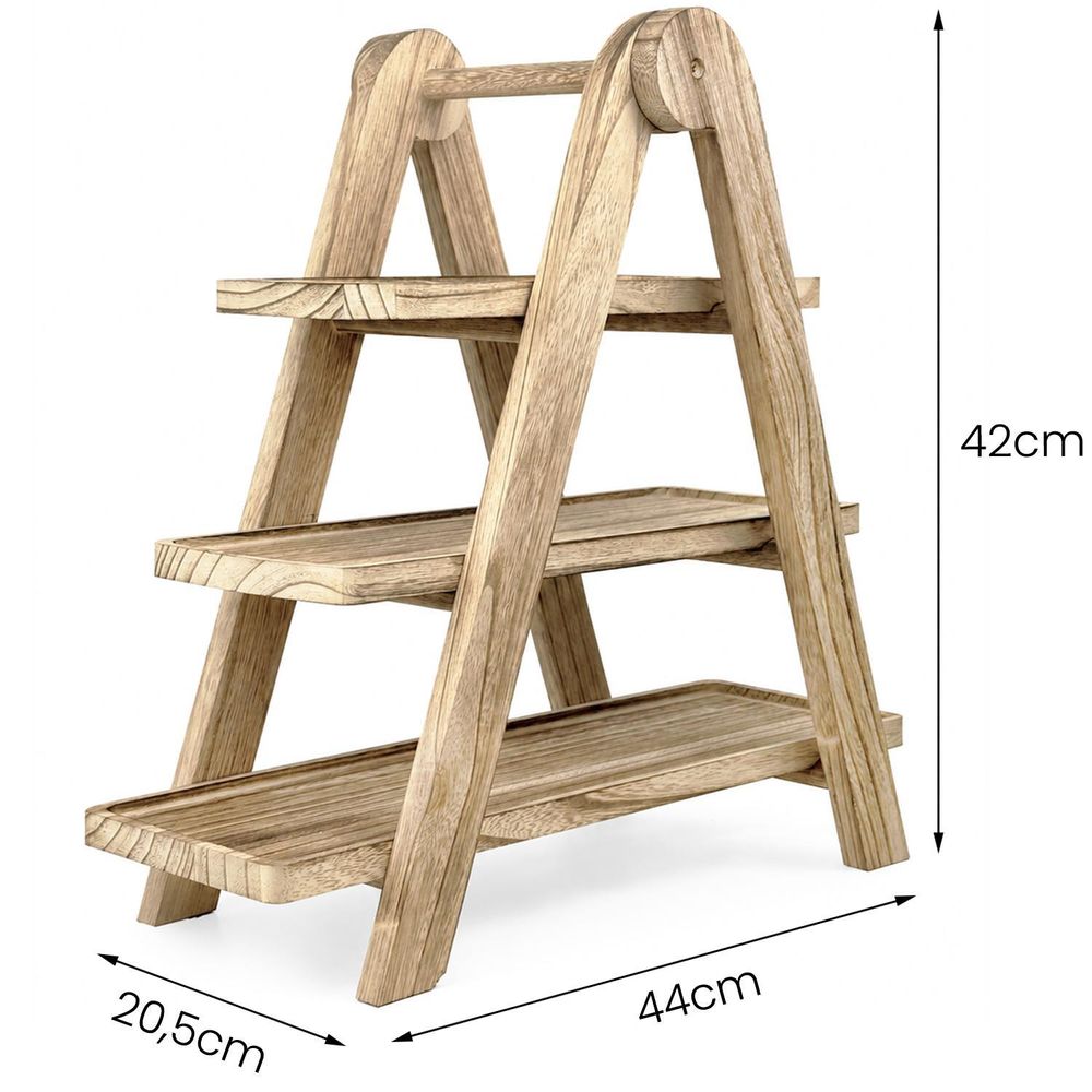 WELLHAUS 3-stufige Etagere Holz Servierplatte Snackständer