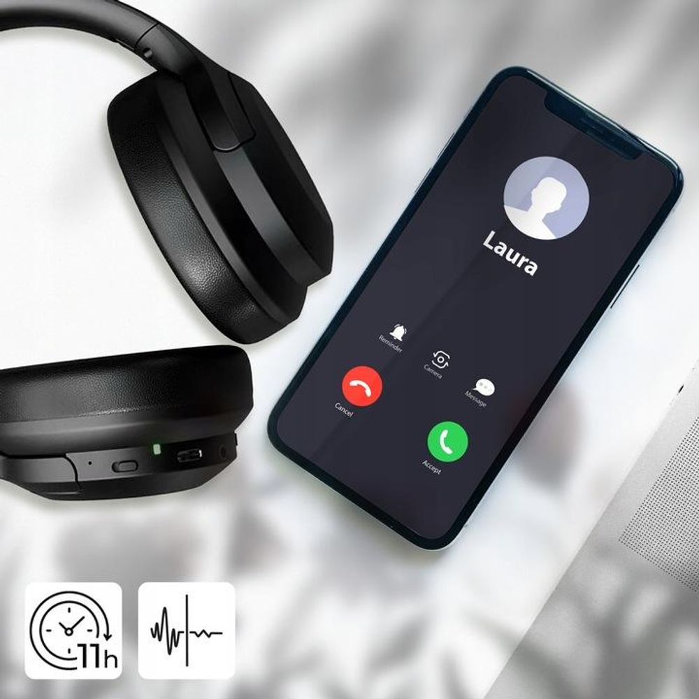 FOREVER BTH-700 Kabellos Bluetooth Kopfhörer,Kopfband, Headsets mit Mikrofon, Active Noise Cancelling ANC Kopfhörer für Handys/TV/Reisen/Online-Kurs/Home Office