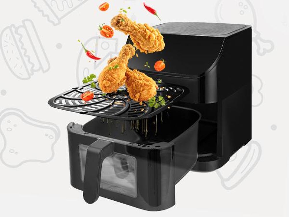 LEHMANN Friggitrice ad Aria 8L, Air Fryer con finestra, 12 programmi, max 200°C, Display LED Touch, 1800 W