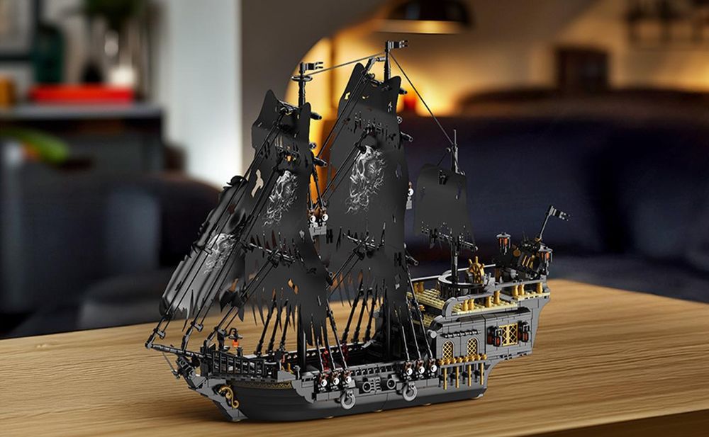 Piratenschiff Baustein Set mit Lichtern, Pearl Piratenschiff Modell Spielbausteine