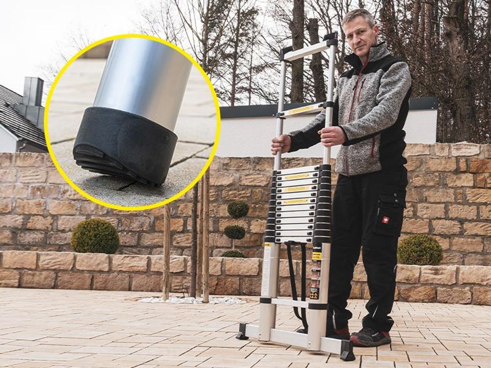 Craftfull Teleskopleiter | Soft-Close-Funktion - Aluleiter - Ausziehleiter - Stehleiter - Mehrzweckleiter - Leiter - Anlegeleiter (4.4 Meter)