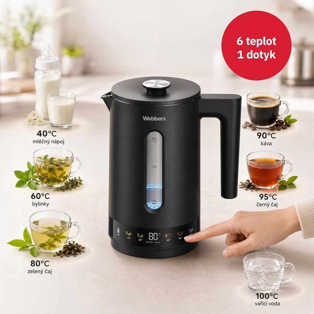 Konvice Webber WK125 s volbou teploty na základně