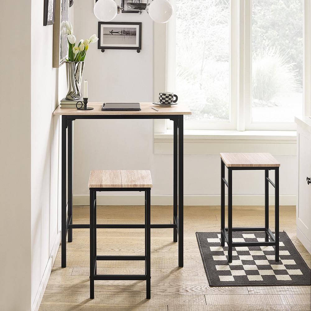 SoBuy Essgruppe Esstisch Set 3-teilig Bartisch mit 2 Stühlen platzsparendes Küchentisch Set für Esszimmer Balkon Garten Kompakt & Modern OGT10-N