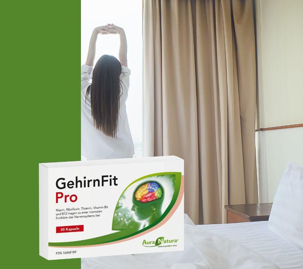 Aura Natura® GehirnFit Pro – zur Unterstützung von Nerven, mentaler Leistung – mit Vitamin B Komplex | Enthält Astaxanthin, Bacopa Monnieri & Pflanzenextrakte | 30 Kapseln – 1 Monat Vorrat