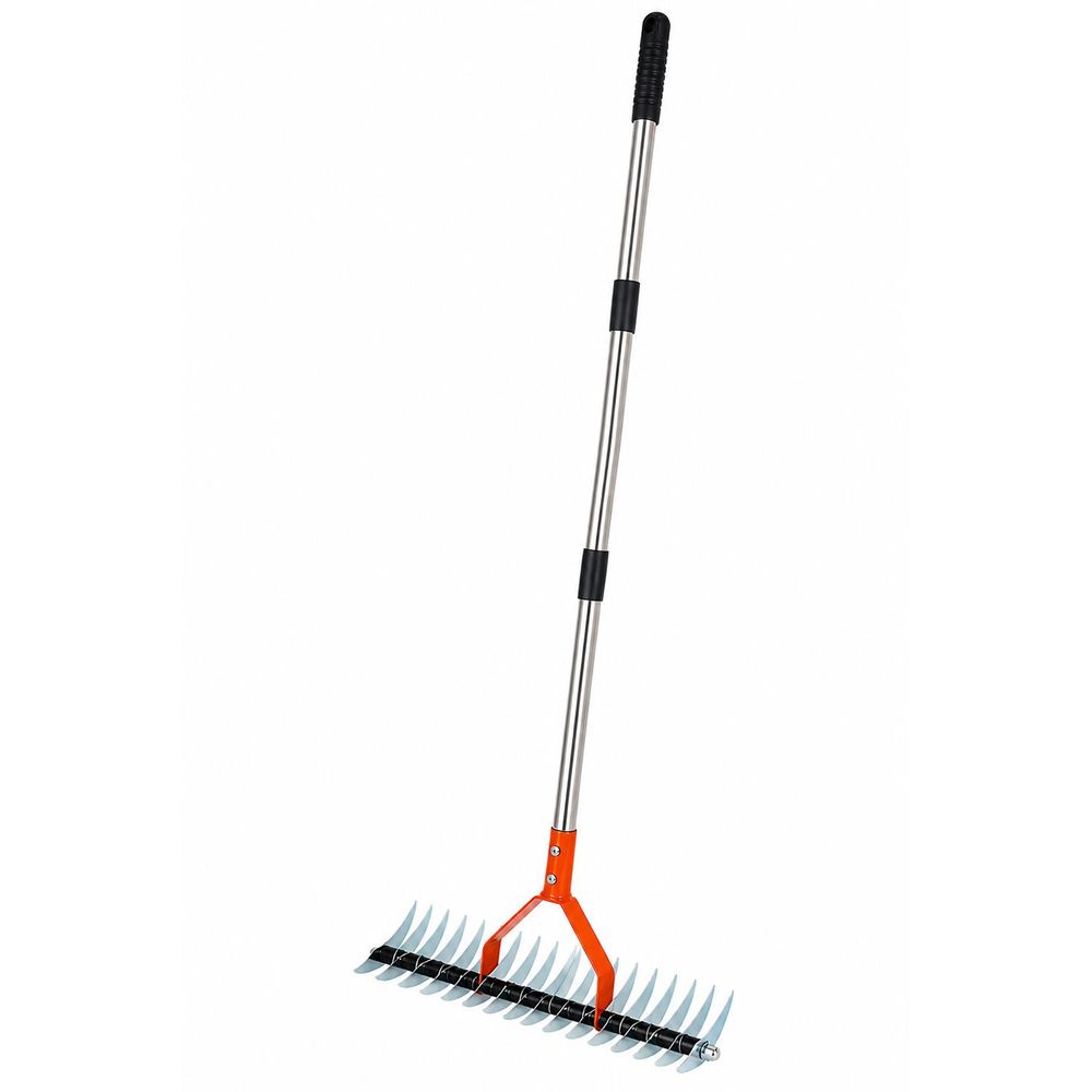 LUXTOM | Rasen-Vertikutierrechen, 134cm langer Griff, Vertikutierer, Gartenrechen, zum Entfernen von totem Gras, Moos, Schmutz, für gesunde Rasenpflege