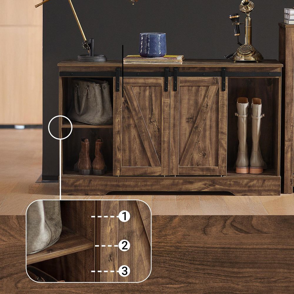 SoBuy Sideboard Küchenschrank Kommode Flurschrank Beistellschrank mit Schiebetüren Verstellbare Regalböden Platzsparend Vielseitig für Küche FSB60-N