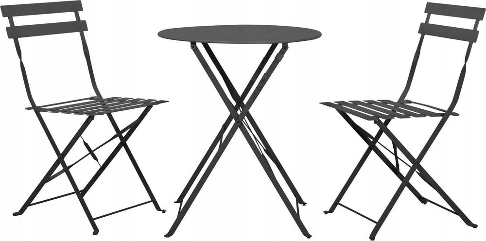 SEMPLICI | Gartenmöbel Set - 3-teilig - Schwarz - Bistro-Set 3-teilig - Balkonmöbel-Set -Tarassentisch Gartenstühle Hochlehner