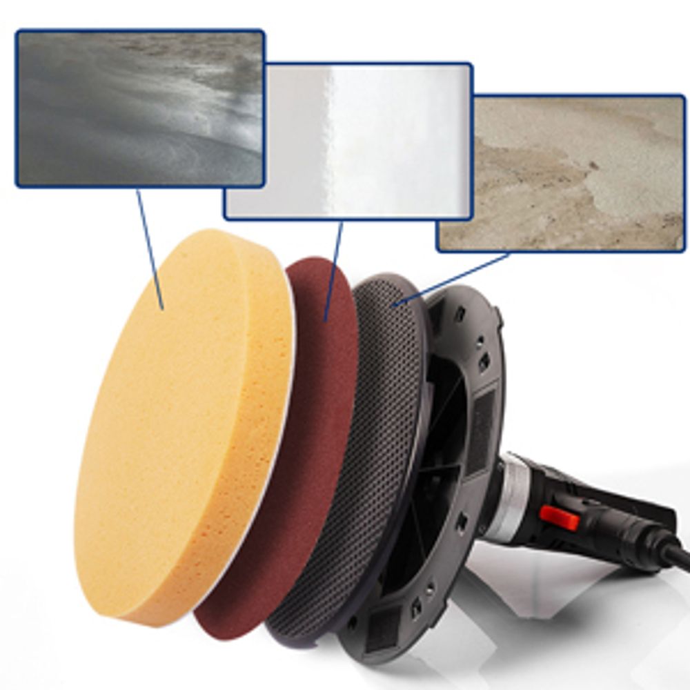 1280W Putzglättmaschine 230U/min Wandschleifer Wandglättungs Poliermaschine | Kunststoffscheibe Schwammscheibe Schleifscheibe | 6 Geschwindigkeit