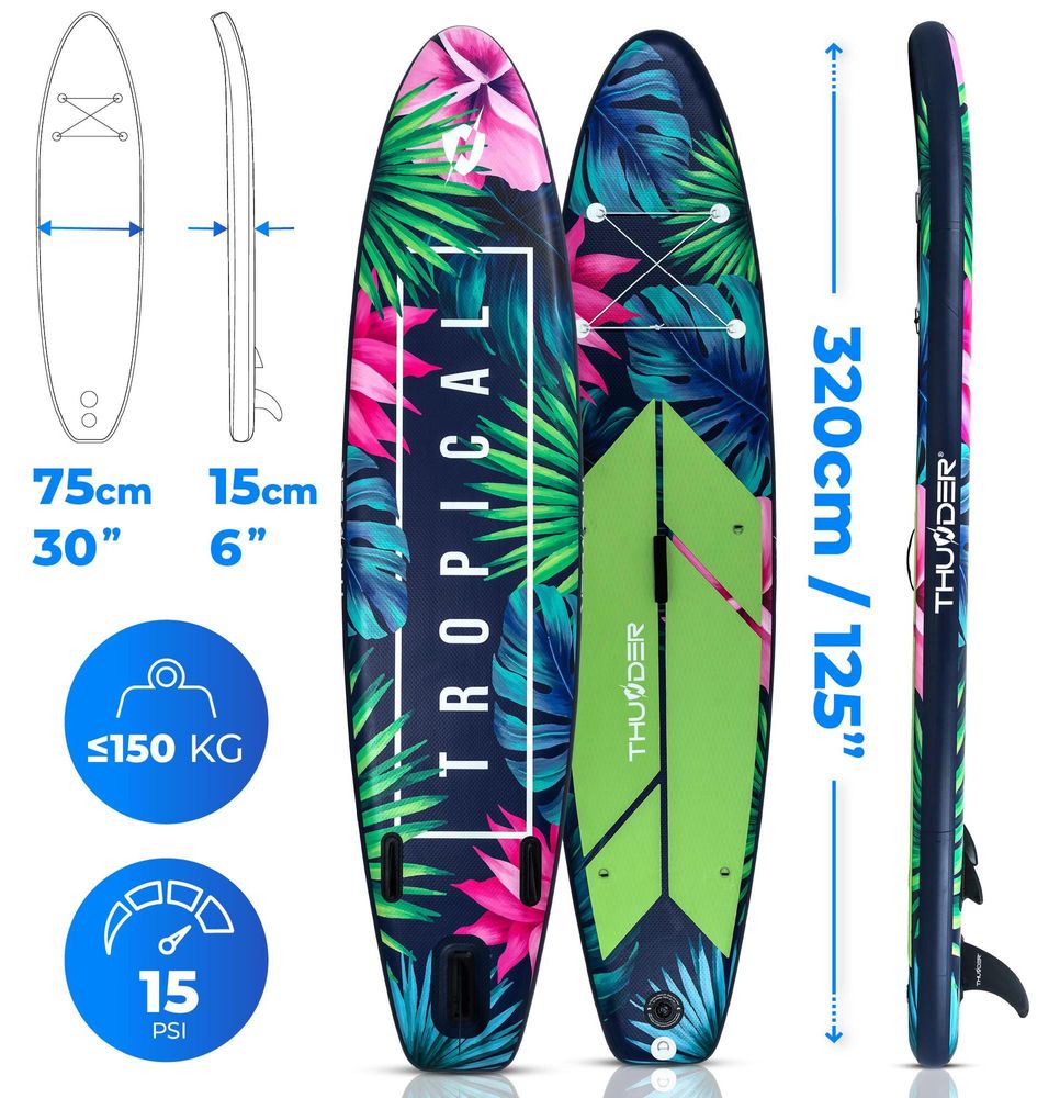 Thunder Tropi 320 Stand Up Paddle Board 320 x 75 x 15 cm Vert Rose 150 kg