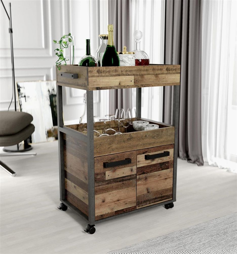 Hydra I – Barschrank im Industrial-Design mit Rollen und viel Stauraum