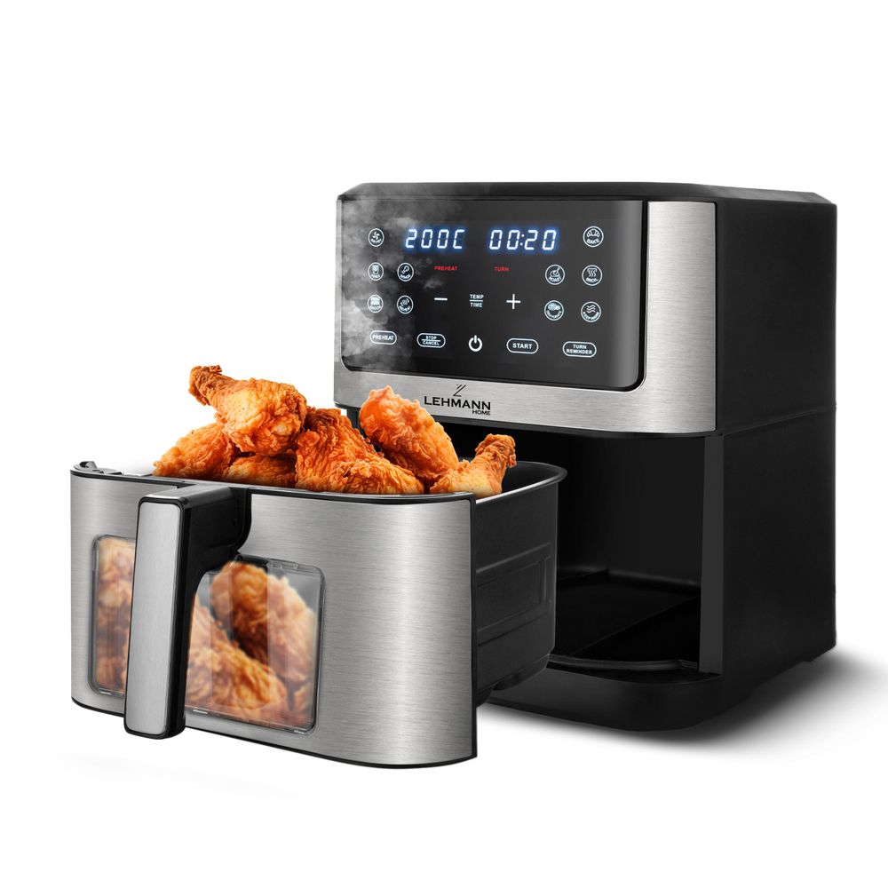 LEHMANN Friteuse sans Huile XXL 8L, Air Fryer - 8 Programmes, Écran Tactile, Tiroir avec fenêtre de visualisation, 1800W