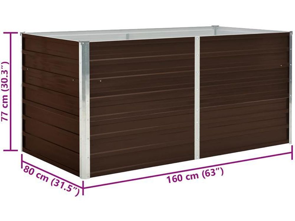 vidaXL Hochbeet Braun 160 x 80 x 77 cm Verzinkter Stahl