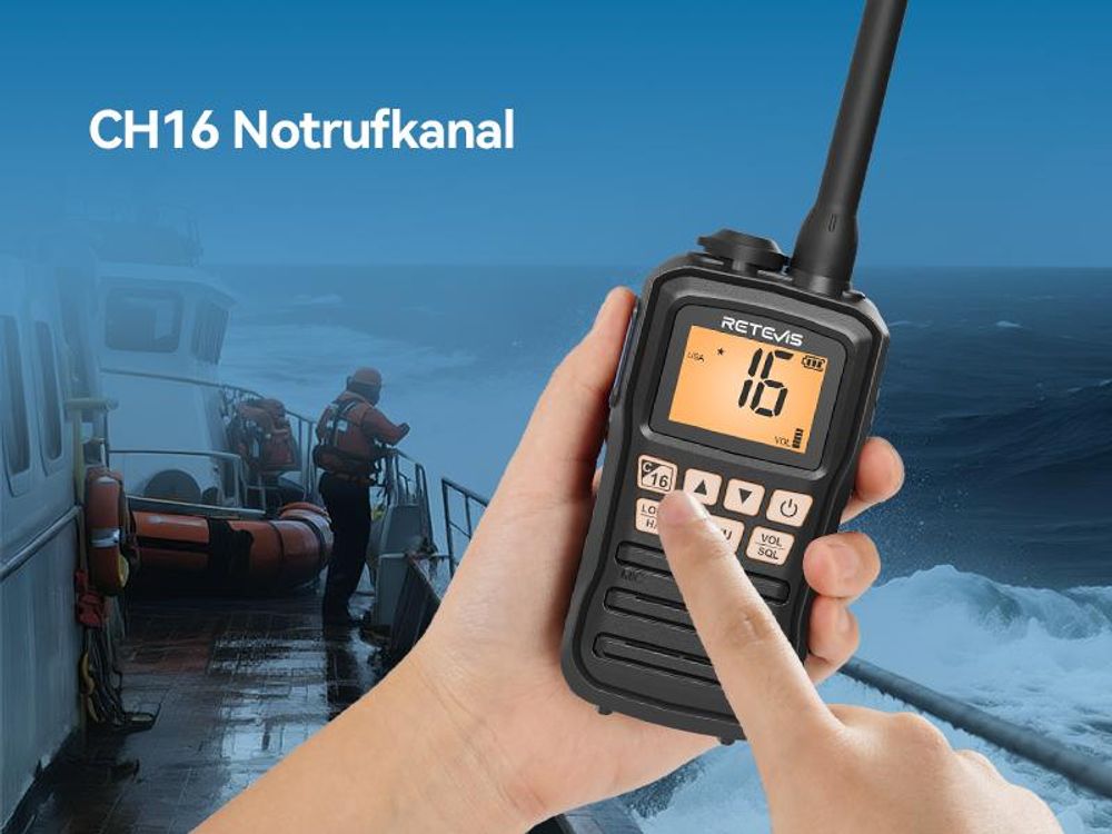 Retevis RM01P Seefunkgerät, Marine Radio, IP67, Schwimmende Vibration, 88 Kanäle,Typ-C, RM01 Verbesserte Version für Fischerboote und Transportschiffe