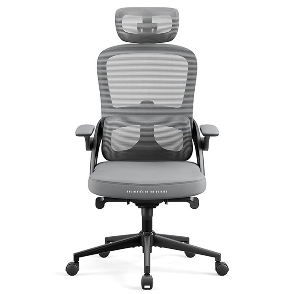 Diablo V-Light Bürostuhl Ergonomisch Schreibtischstuhl 3D Armlehnen Integrierte Lendenwirbelstütze Belastbar bis 110 kg Grau