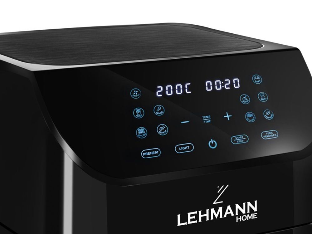 LEHMANN Heißluftfritteuse, Airfryer 1800 W, Kapazität 8L, max 200°C, 12 Programmen, mit Sichtfenster - Backen und Frittieren Ohne Fett