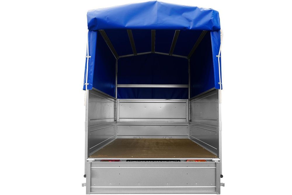 PKW-Anhänger 200x125 UNITRAILER GARDEN 201 KIPP mit Bordwandaufsatz und blauer Hochplane