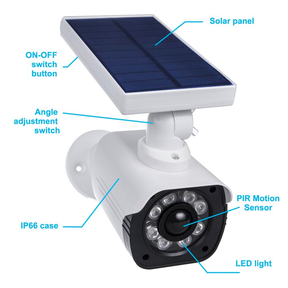 Solar-Kameraattrappe blinkende LED Bewegungssensor LED-Beleuchtung er Aufkleber SOL1800S 4 Stück