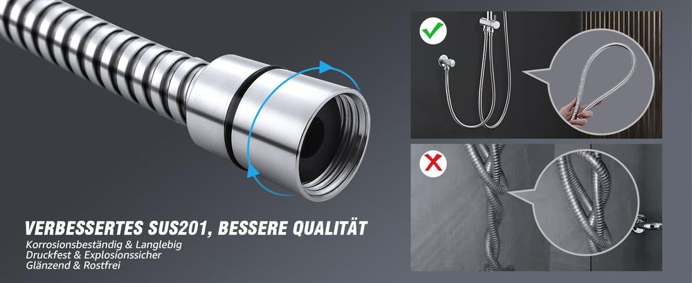 Homelody Duschsystem Ohne Armatur, Dusche Set mit Regendusche, Duschset Badewanne, Duschstange mit Brause,Chrom Duschgarnitur Duschkopf,Edelstahl