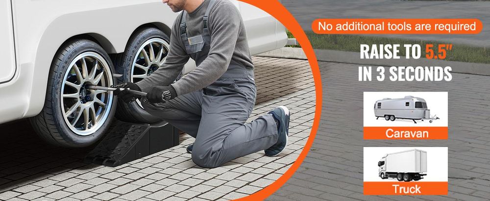 VEVOR Auto Kunststoff Tandem Radwechselrampe Wohnwagen Wohnmobil 20.000 lbs/9071,8 kg 2er-Pack