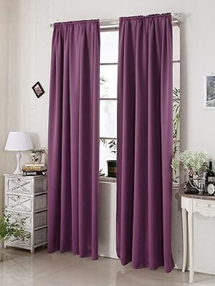 WOLTU 2er Set Gardine blickdicht 250 g/m² mit Kräuselband : Violette 135x245 cm Farbe: Violette Größe: 135x245 cm