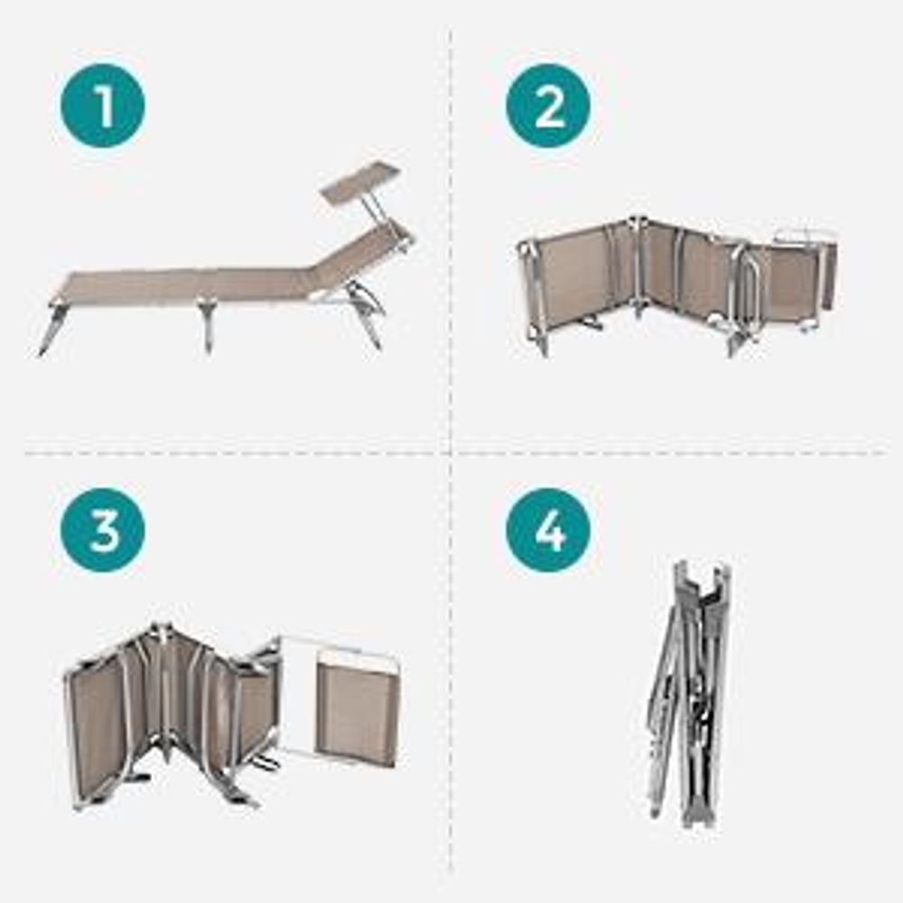 SONGMICS Gartenliege, klappbar 193 x 55 x 31 cm verstellbar taupe