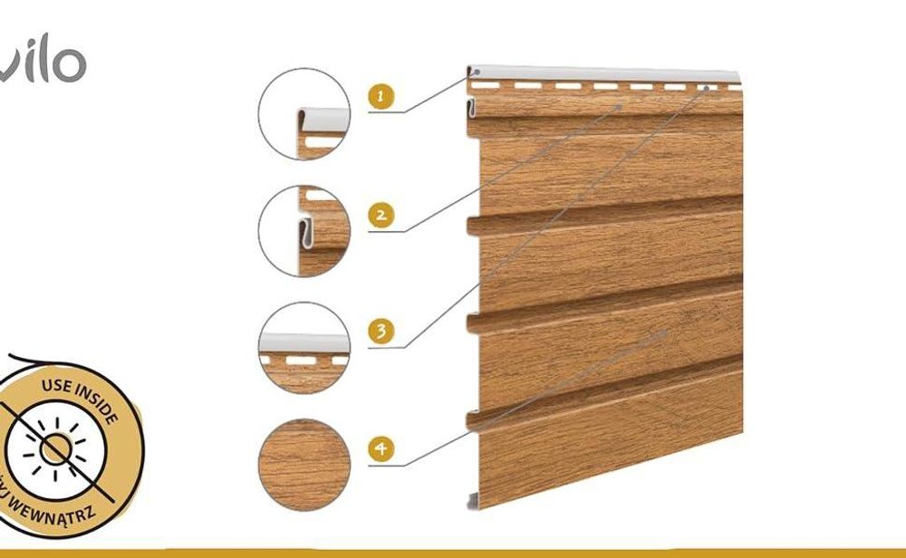 Panele elewacyjne VILO Fronto – okładzina elewacyjna z PVC o wyglądzie lamelowym – 295 x 25 cm – 10 sztuk – dąb jasny