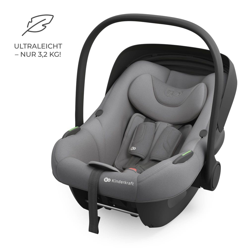 Kinderkraft I-LITE ENDURA SAFE FX – i-Size Babyschale 40–87 cm, ultraleicht 3,2 kg, SPS+, ERGO PAD, Grau