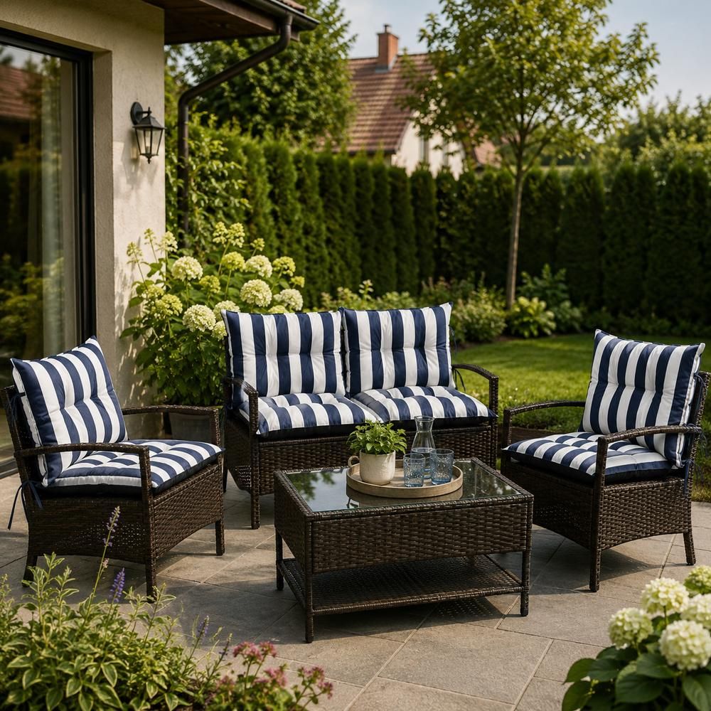 Palettenkissen Loungekissen Set 3-teilig, Outdoor Sitzpolster für Rattanmöbel, 2x Stuhlkissen + 1x Bankkissen, Beige