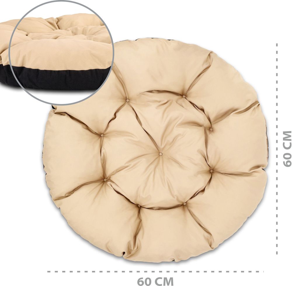 Hängesessel Kissen 60 cm Outdoor - Stuhlkissen Papasansessel Sitzkissen Gartenmöbel Polster Hängekorb Sitzpolster Dicke Sitzauflagen für Rattanmöbel und Gartenstuhl rund Beige