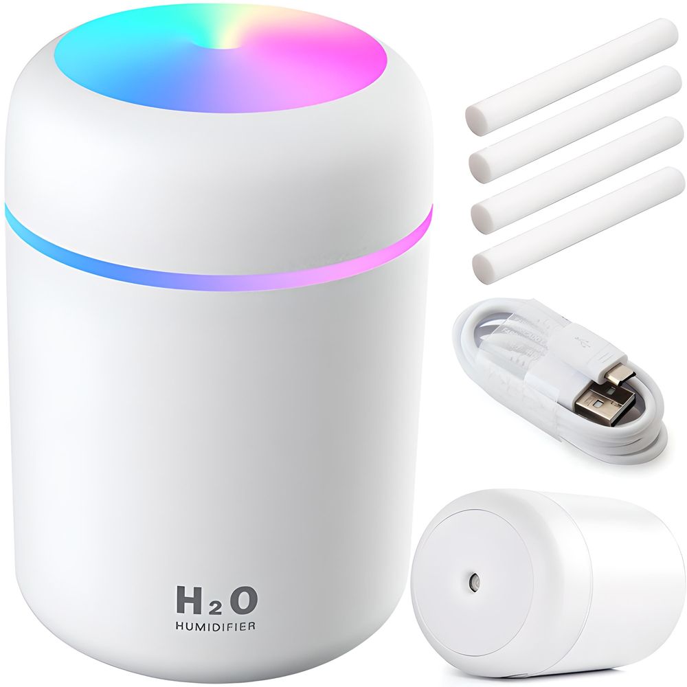 Luftbefeuchter Diffuser 0.3 l Aroma Air Humidifier Ultraschall RGB Farben Raumbefeuchter Elektrisch Duftlampe Aromatherapie Öle Diffusor Farben USB Retoo