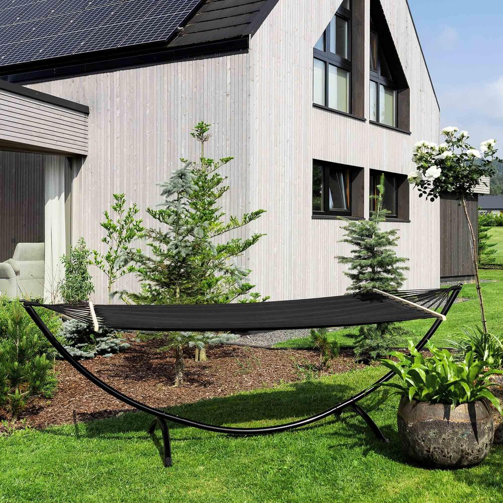 di volio Hängematte mit Gestell Outdoor RIMINI - Komfort Hängeliege im edlen Design - Schwarz