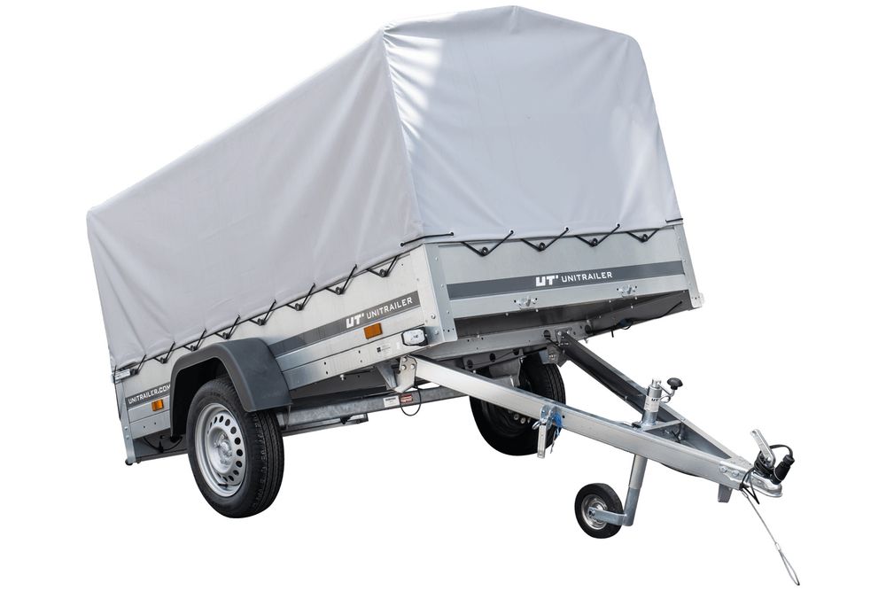 Anhänger Pkw 230x125 Garden Trailer 230 KIPP Unitrailer 750 kg mit Stützrad, Hochplane und Hochspriegel