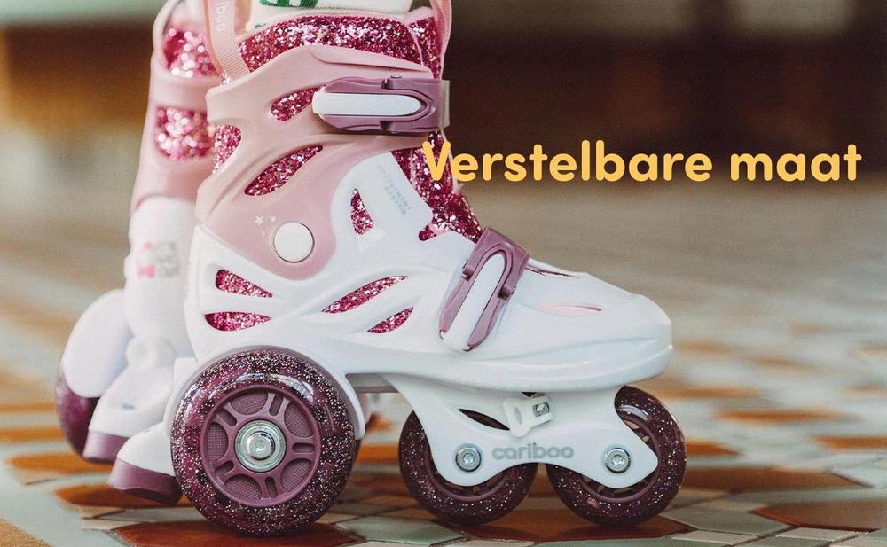 Verstelbare kinder-inlineskates, model Cariboo Ballerina, met LED-wielen, roze - maat S