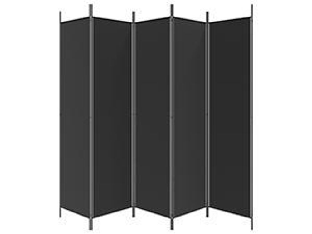 vidaXL 5-tlg. Paravent Schwarz 250x200 cm Stoff