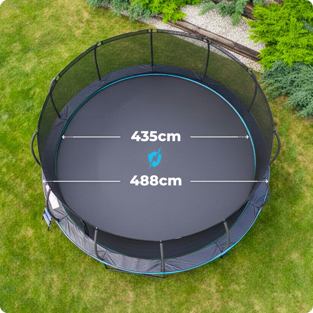 Thunder Gartentrampolin Ultra 488 cm 16 ft Innennetz 150 kg Blau Schwarz