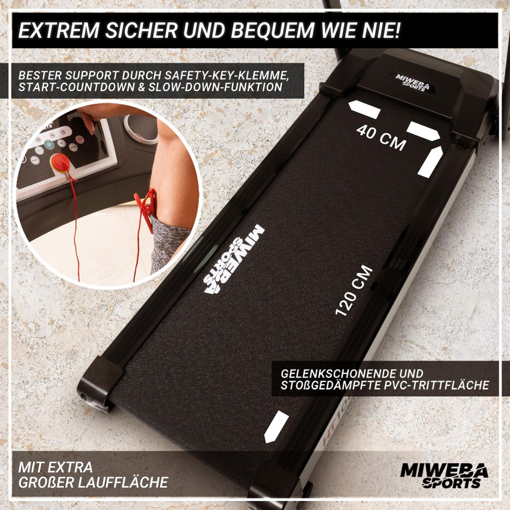 Miweba Sports Laufband | Heimtrainer Elektrisch - Fitnessgerät - Klappbar -  LCD-Display - Tablet Halterung -  Hometrainer bis 16 km/h - Schwarz