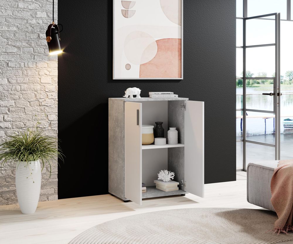 Freida I – Moderne Kommode mit 2 Türen und Einlegeboden
