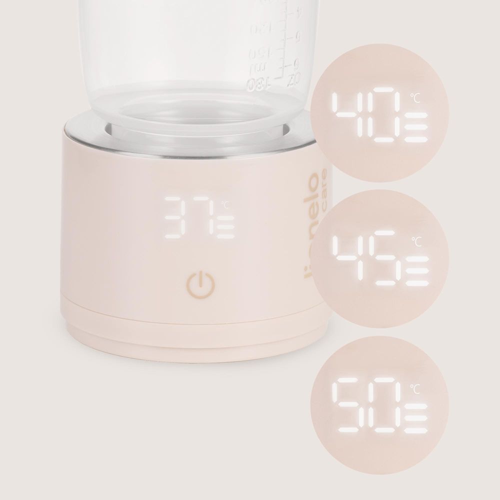 Lionelo Flaschenwärmer Thermup Swift Unterwegs Kabellos, 180 ml BPA-frei, 90 ml in 3 Min Fix, 4 Stufen 37-50 Grad, Warmhalten bis 6 h, 5 Adapter