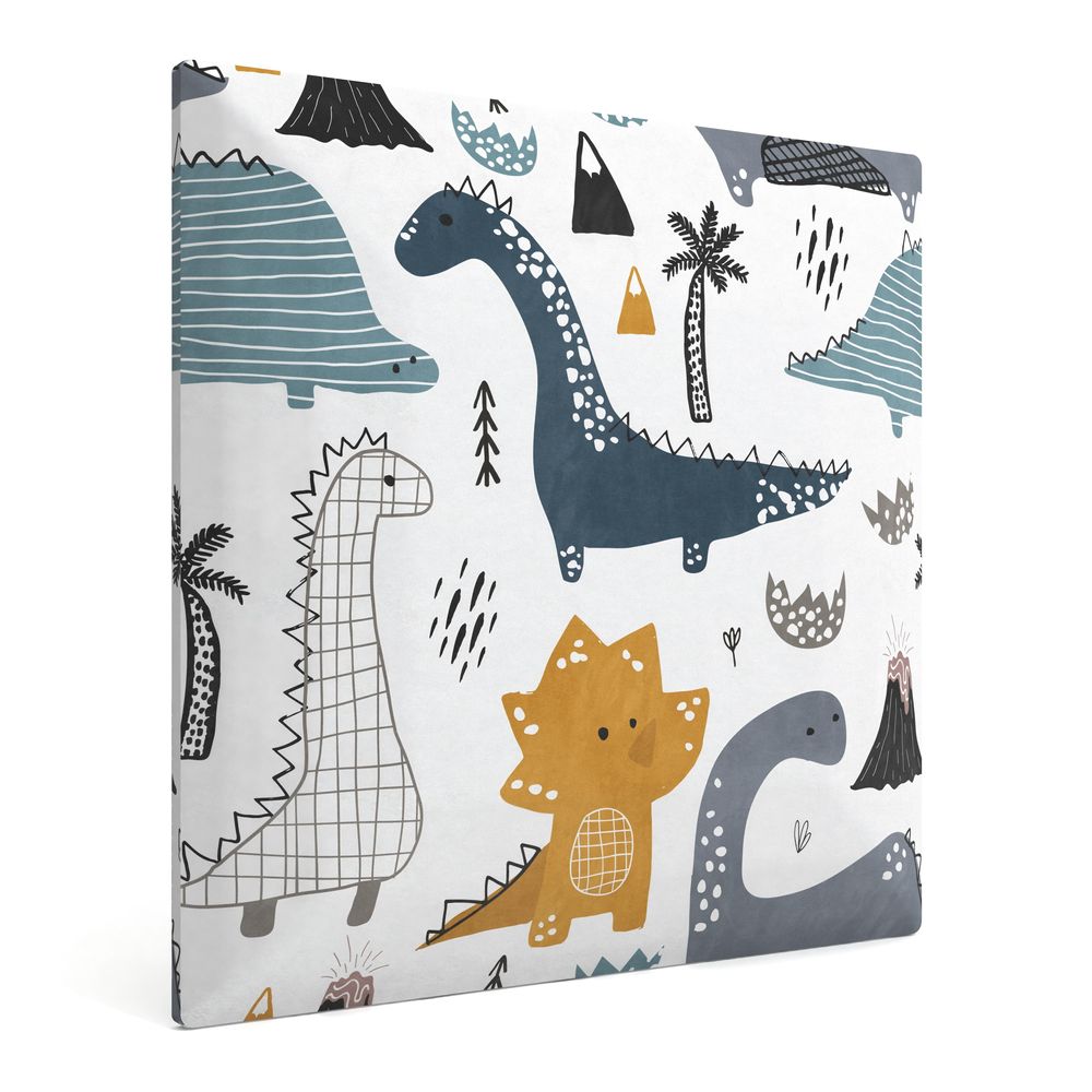 Muralo Gepolstertes Wandpaneel mit Aufdruck für Kinder POLSTERPANEEL 30x30 Paneel Wandpolster Dinosaurier Skandinavischer Stil Wanddeko für Kinderzimmer