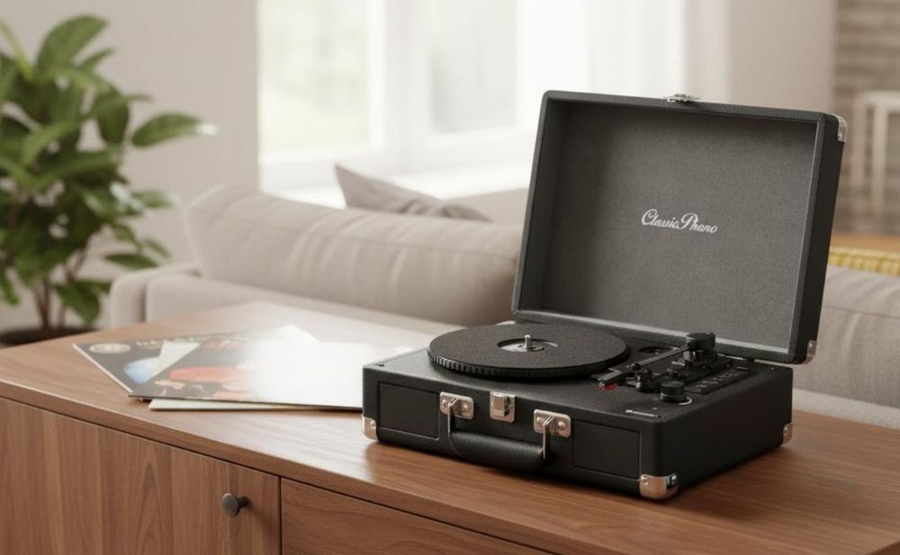 Classic Phono TT-115BK - Plattenspieler Bluetooth® und integrierten Lautsprechern - Schwarz