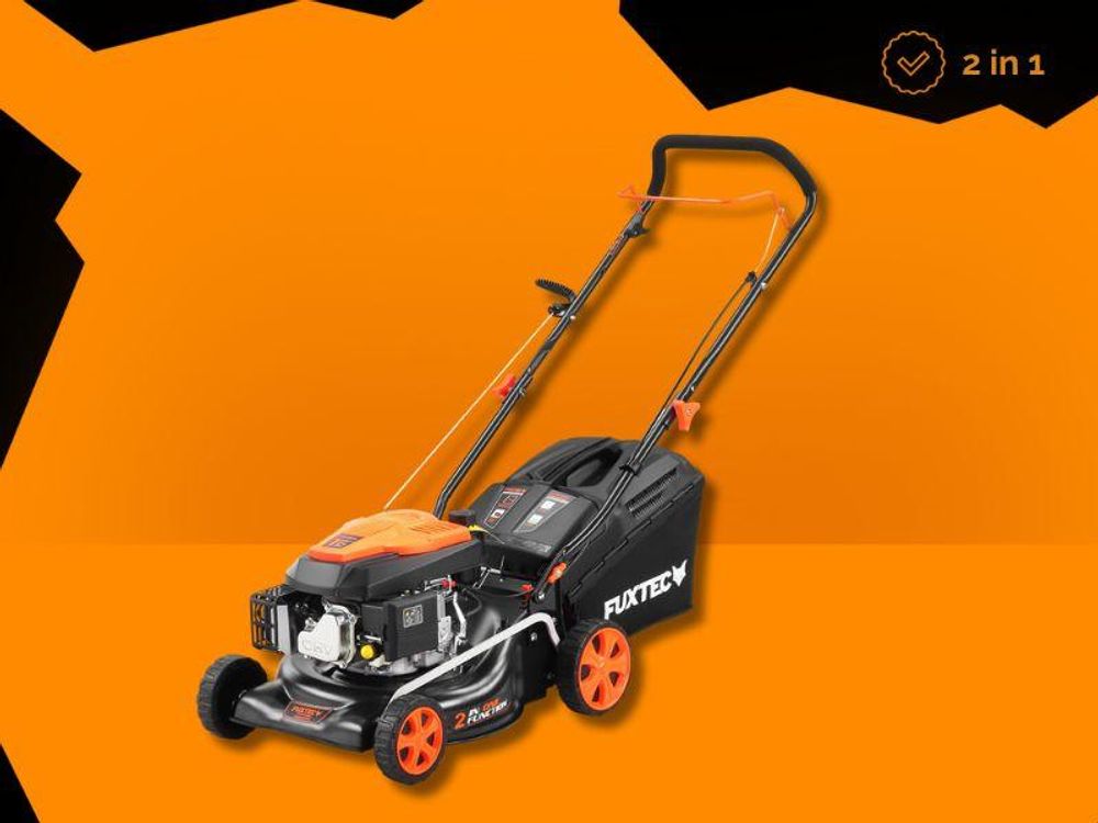 FUXTEC Benzin Rasenmäher FX-RM4346ECO - 146ccm | 43cm | 3,5PS Motormäher  | 40L Fangkorb| 25kg | 4-Takt | Heckauswurf |800ml Tankinhalt |bis 400m²