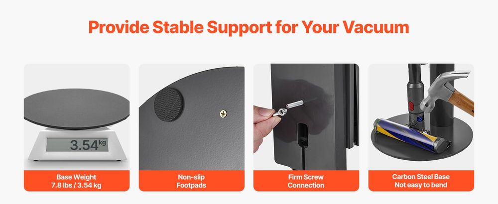 VEVOR Staubsaugerständer, Kompatibel mit Dyson V6 V7 V8 V10 V11 V15, Stabiler Staubsaugerständer mit Rädern für Dyson DC30 DC31 DC34 DC35 DC58 DC59 DC62 D74 Kabellose Bodenstaubsauger & Zubehör, Einstellbares Säulerohr, 3 Reiseclips-Grau