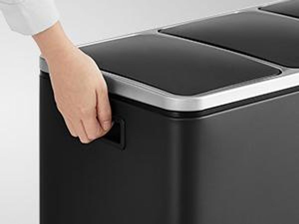 SONGMICS Mülleimer Mülltrennsystem, 3 x 18 L, ergonomisch, 3 Fächer, Küche