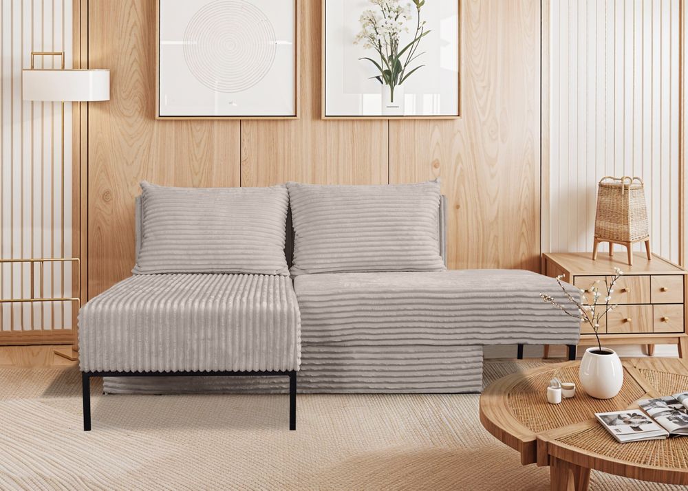 Kaiser Möbel Ecksofa mit schlaffunktion, Ecksofa, Betten, Liegestuhl, MOOKA 4in1-Multifunktions-System, stoff Velo Beige Links