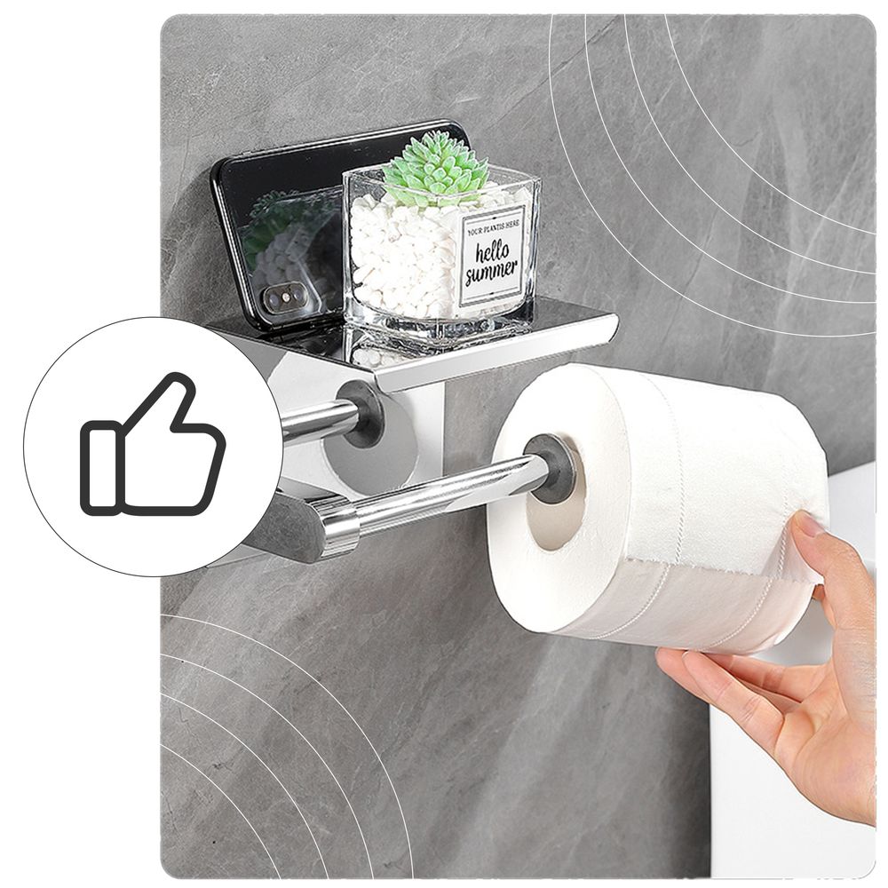 Toilettenpapierhalter, Klopapierhalter, Papierhalter, Klorollenhalter, Rollenhalter, Halter für Bad & WC, Metall, Silber Retoo