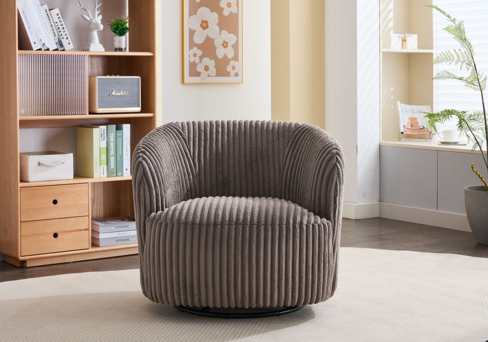 Loungesessel Alma aus Kord drehbar - Taupe