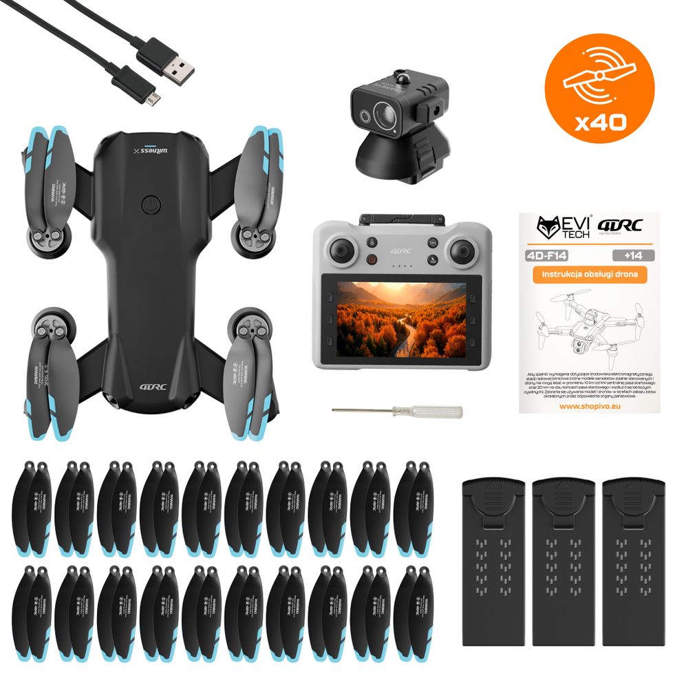 Drohne mit 4K Kamera & Hindernisradar, Bürstenlose Motoren, 75 Min. Flugzeit (3 Akkus), 2km Reichweite, Faltbarer Quadcopter für Anfänger, EVI TECH