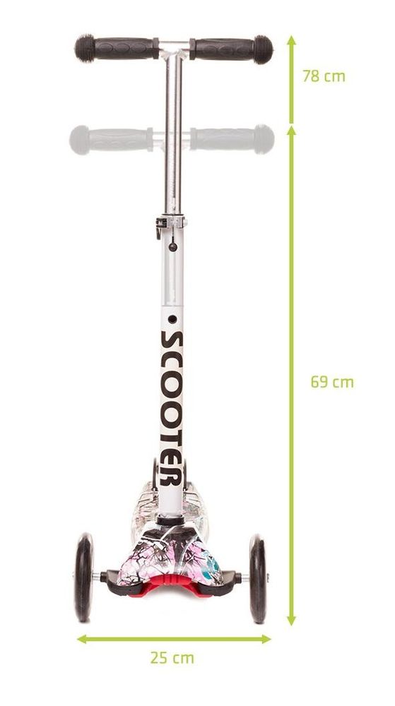 4Baby | KinderRoller - Kinderscooter - Dreiradscooter - mit LED Räder, höhenverstellbar, klappbar, bis 50kg belastbar, ABEC-7 Lagern, ab 2 Jahre